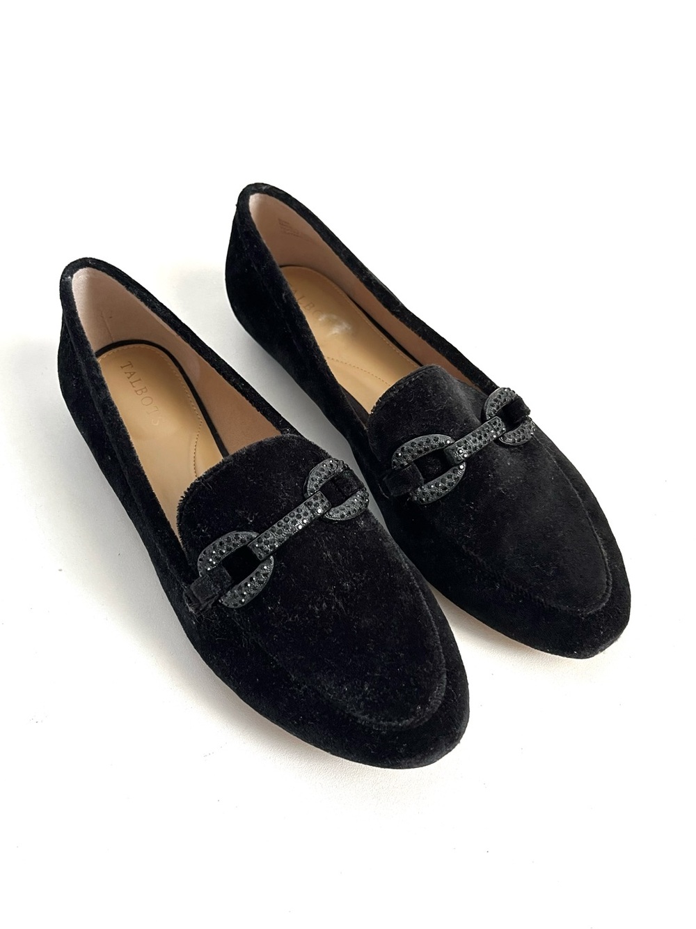 Talbots Black Velvet Ryan Pave Bit Loafers Size 8.5